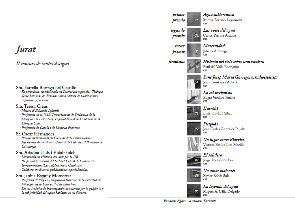 Maquetación de páginas de Jurado e índice del libro
