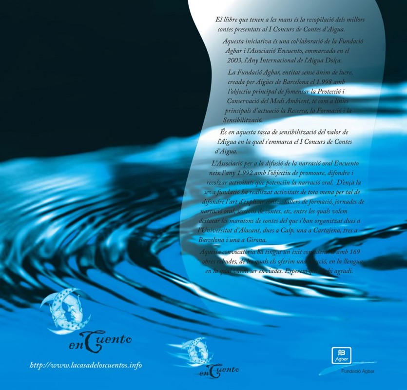 Diseño de contraportada libro I concurso cuentos de agua